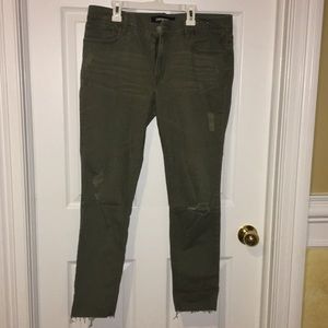 Green ripped jeans from Express
